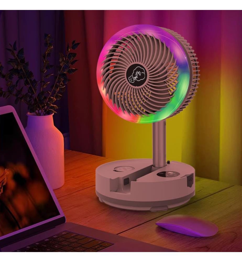Zusammenklappbarer, oszillierender Camping-Ventilator mit Licht und Fernbedienung 40000mah, 25 cm - Weiss