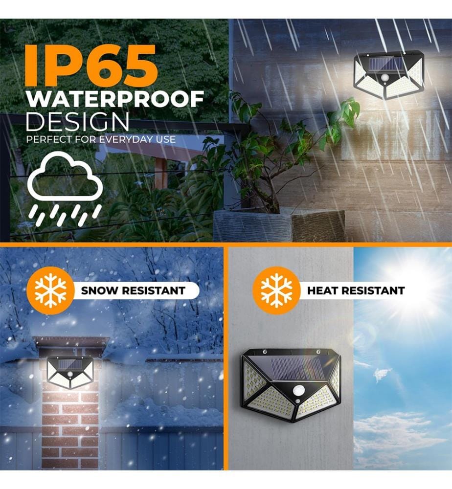 Solar-Aussenlampe 100 LEDs 3 Modi 270° IP65 - Schwarz