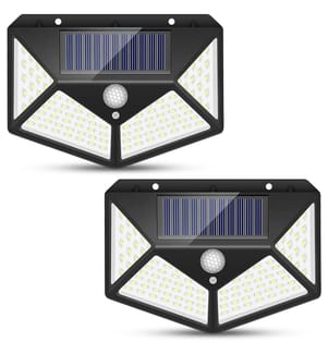 Set mit 2 Aussen-Solarlampen 100 LED 3 Modi 270° IP65 - Schwarz