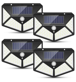 Set mit 4 Aussen-Solarlampen 100 LED 3 Modi 270° IP65 - Schwarz