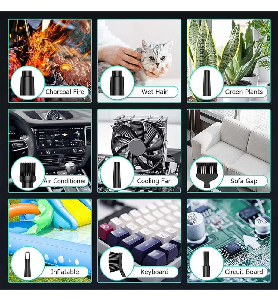 Druckluft-Sprühstaubgebläse 3-Gang 110000 U/min Elektrisches Staubgebläse Tastatur-Reinigungs-Luftspray mit 7600 mAh Akku, Reinigungsbürste und USB-Schnellladefunktion - Schwarz