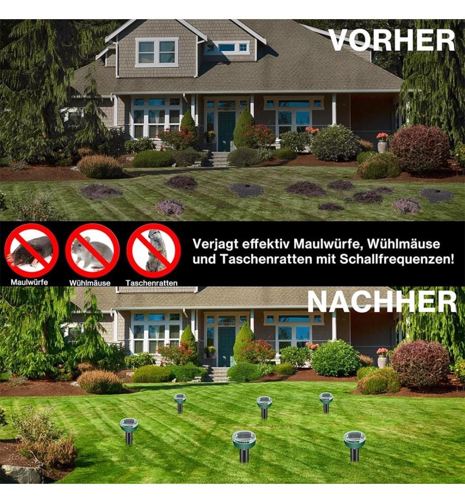 Set of 6 Solar Repellents for Moles and Rodents - Green