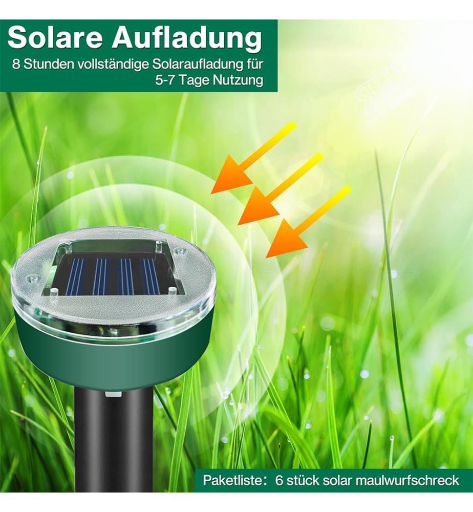 Set of 6 Solar Repellents for Moles and Rodents - Green