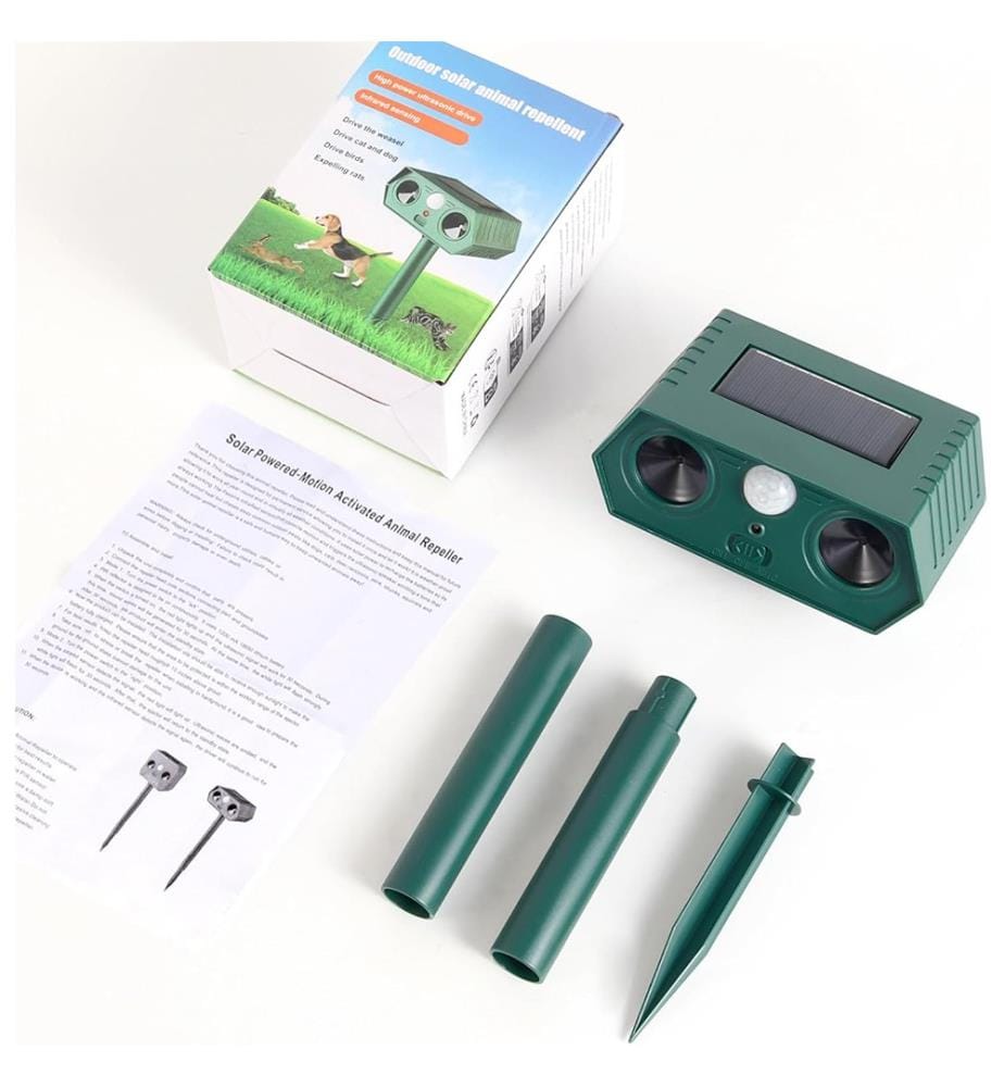 Solar Ultrasonic Repellent for Animals - Green