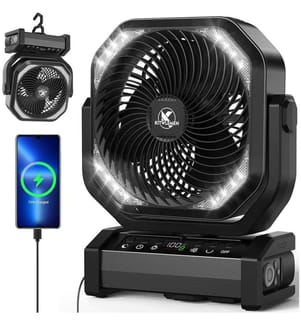 Campingventilator mit Akku 20000mAh - Schwarz