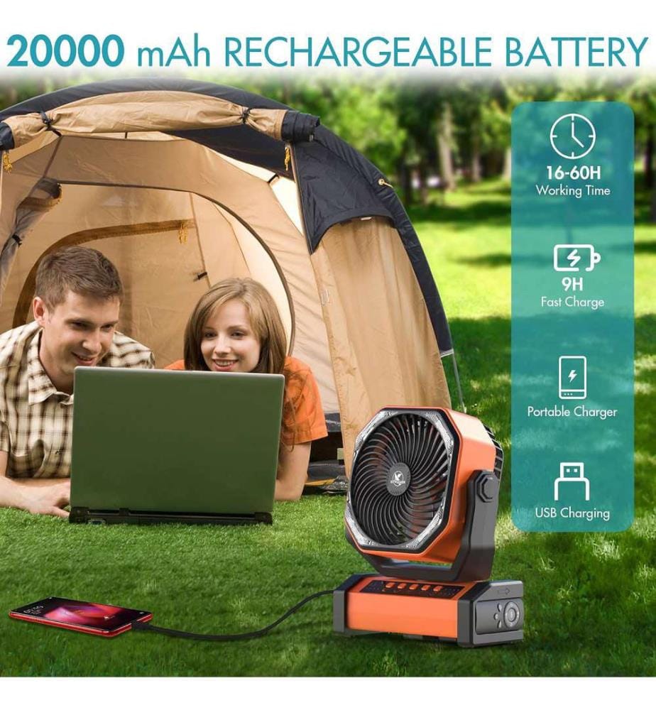 Campingventilator mit Akku 20000mAh - Orange