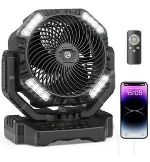 Campingventilator mit LED-Laterne und Akku 20000mAh - Schwarz