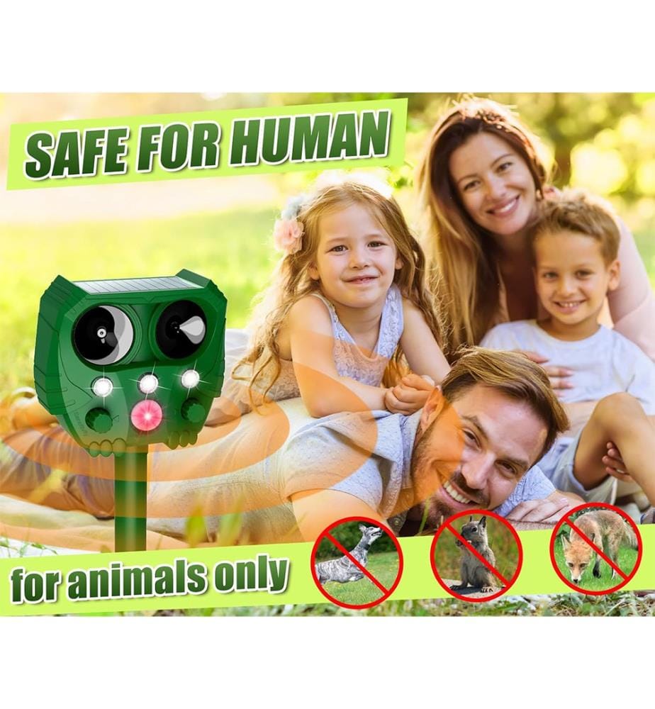 Repellente Solare per Gatti con Sensore di Movimento e LED - Verde