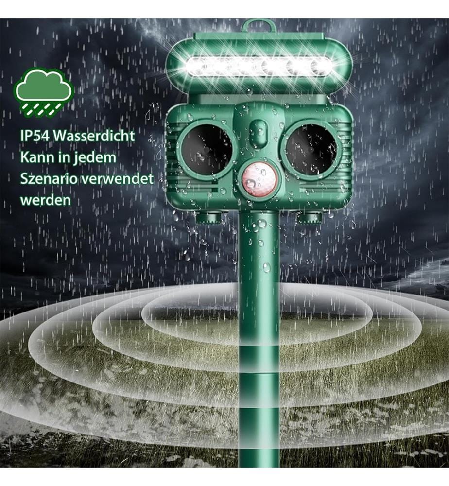 Solar Ultrasonic Repellent for Animals - Green
