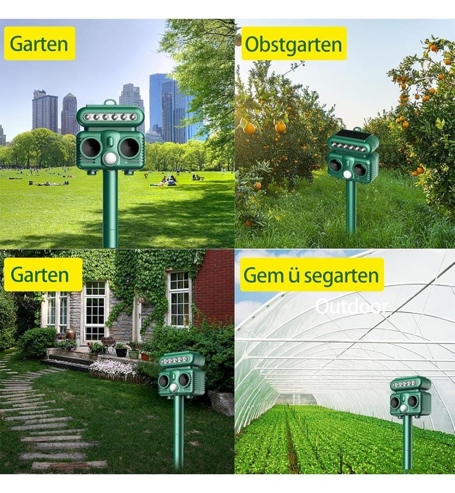 Solar Ultrasonic Repellent for Animals - Green
