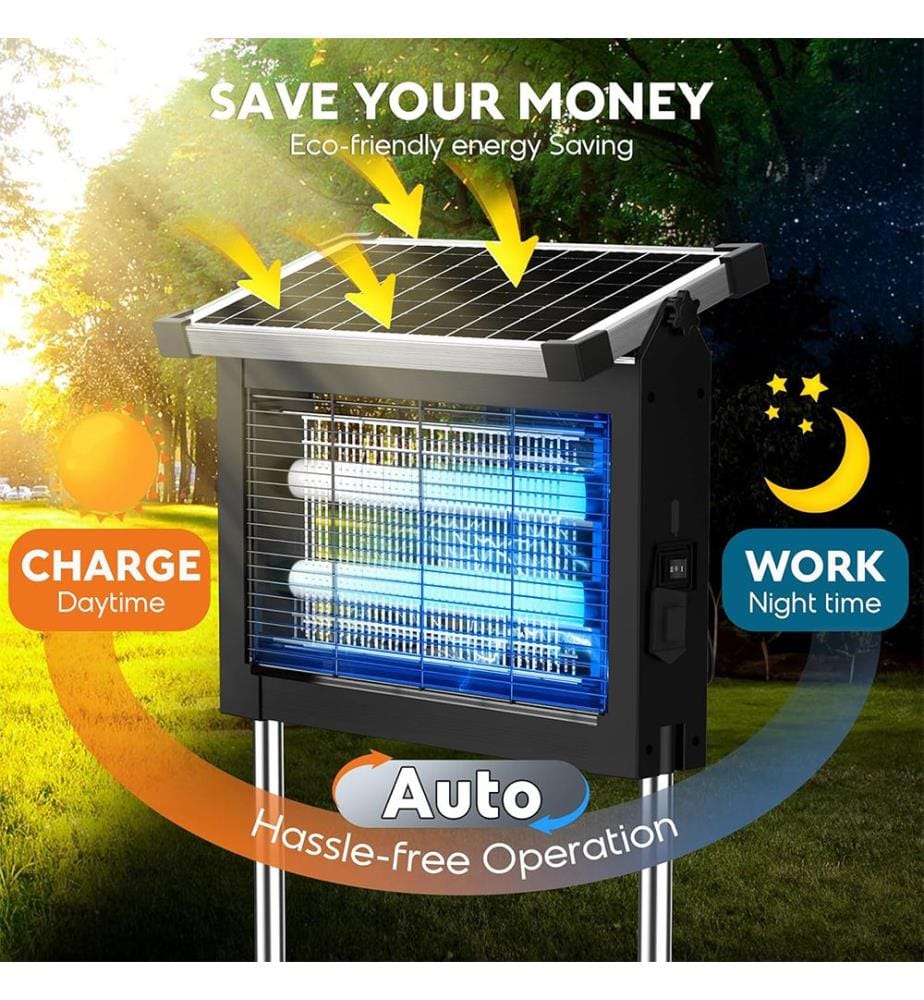  Solar Bug Zapper Outdoor, Mosquito Zapper Wasserdicht - Schwarz