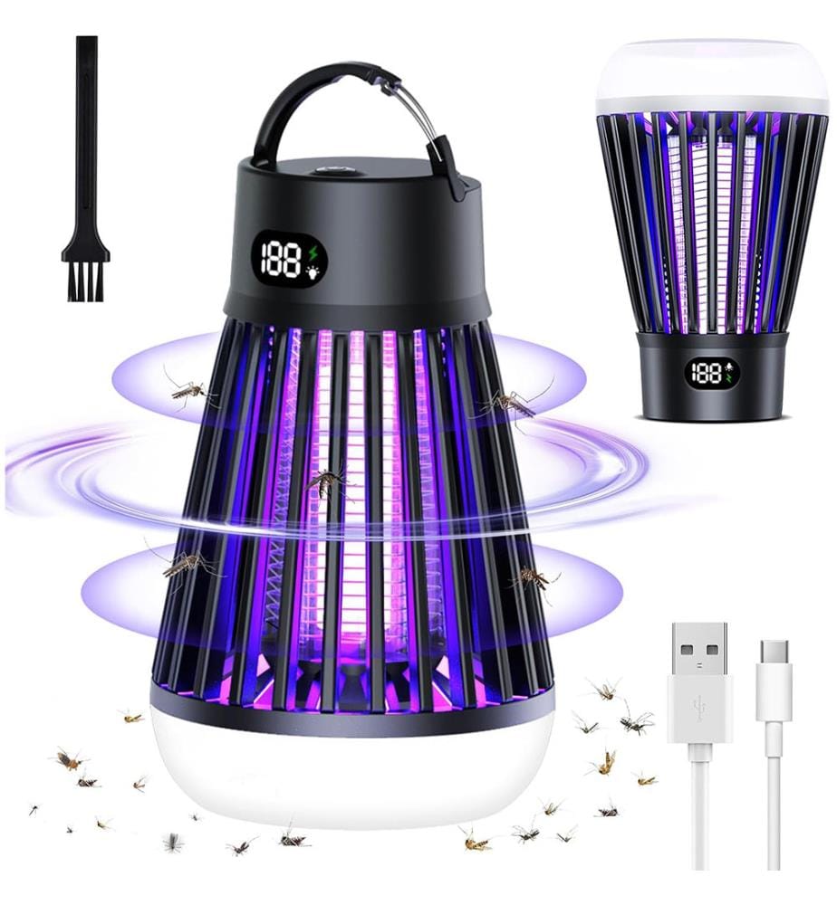 tragbare Fliegenfalle, Mückenschutzlampe mit ultravioletter Lampe und Beleuchtung, elektrischer Mini-Insektenschutz mit ultraviolettem Licht - Schwarz