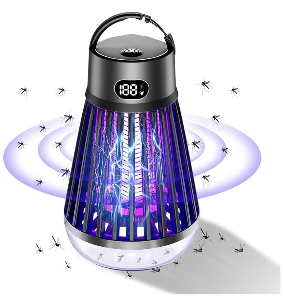 tragbare Fliegenfalle, Mückenschutzlampe mit ultravioletter Lampe und Beleuchtung, elektrischer Mini-Insektenschutz mit ultraviolettem Licht - Schwarz