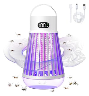tragbare Fliegenfalle, Mückenschutzlampe mit ultravioletter Lampe und Beleuchtung, elektrischer Mini-Insektenschutz mit ultraviolettem Licht - Weiss