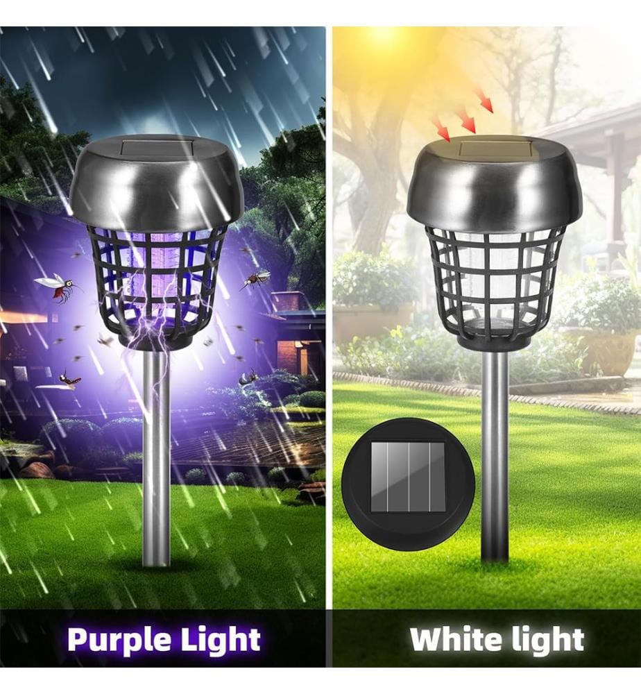 Solar Bug Zapper Outdoor Waterproof Solar Powered Mosquito Killer Lampe - Schwarz