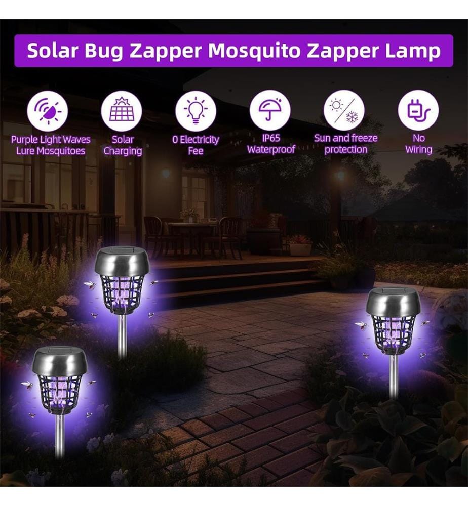 Solar Bug Zapper Outdoor Waterproof Solar Powered Mosquito Killer Lampe - Schwarz