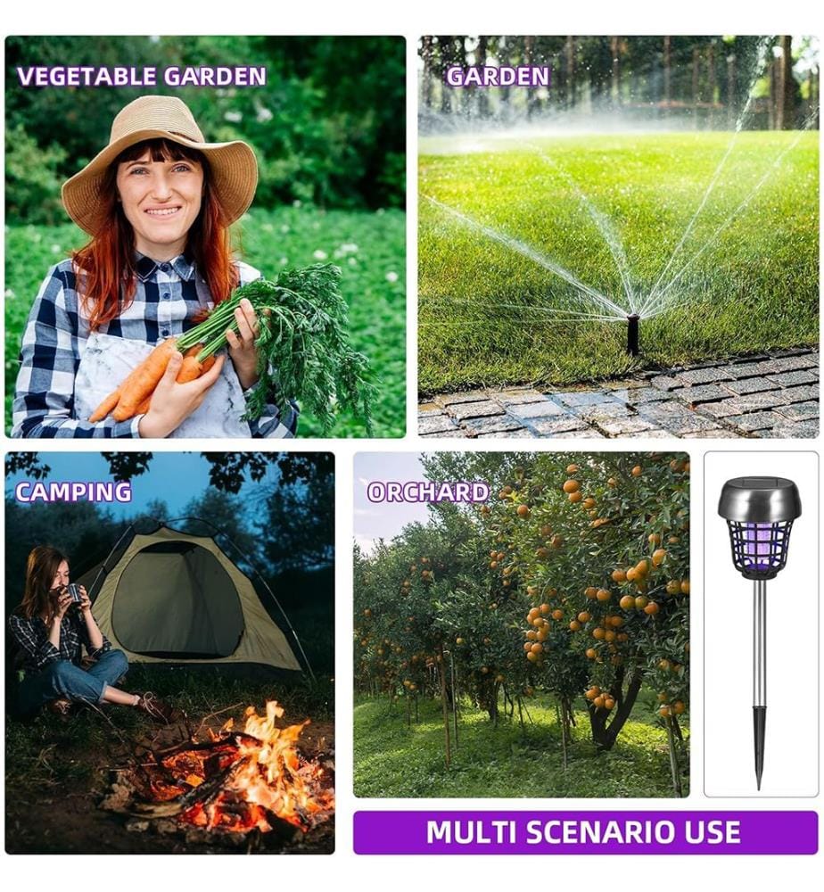 Solar Bug Zapper Outdoor Waterproof Solar Powered Mosquito Killer Lampe - Schwarz