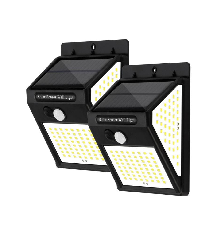 Set mit 2 Aussen-Solarlampen 144 LED 300° 4 Seiten IP65 2200mAh - Schwarz