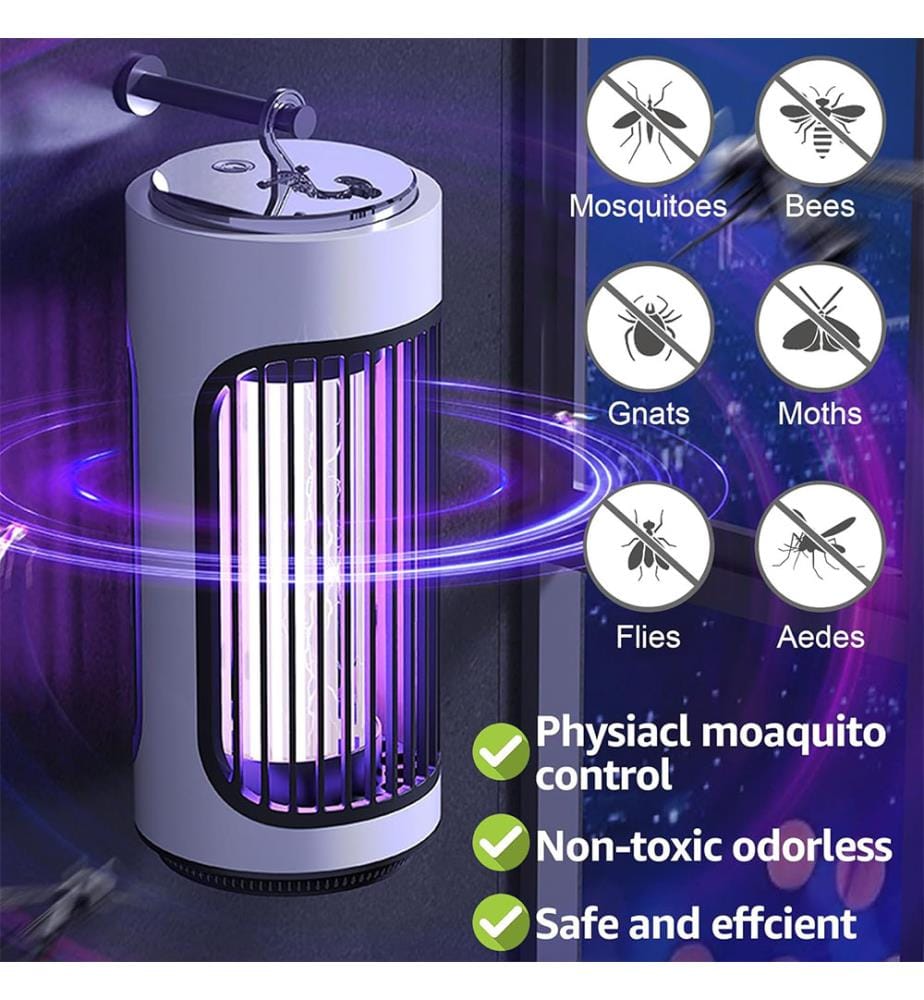 Anti-Mücken-Lampe, elektrische Anti-Mücke aussen innen Insektenvernichter elektrische Mückenfalle, Mückenschutz Anti-Fliege tötet elektrische Fliege Garten gegen Insekten - Weiss