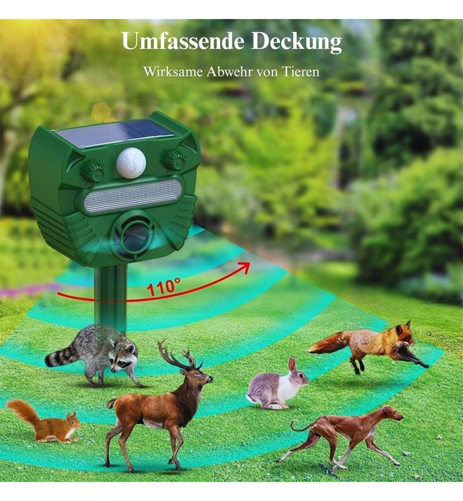 Repellente Solare a Ultrasuoni per Scoiattoli con Sensore PIR - Verde