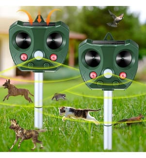Set of 2 Solar Repellents with Motion Detection and LED - Green