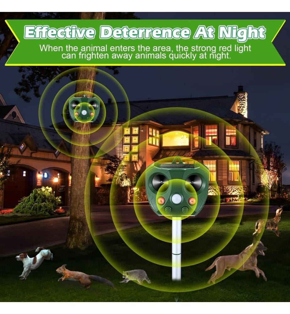 Set of 2 Solar Repellents with Motion Detection and LED - Green