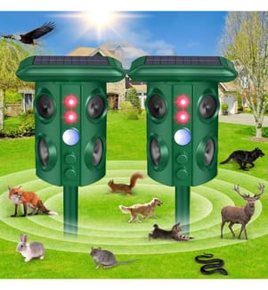 Set of 2 Solar Ultrasonic Repellents with Vibration and Motion Detection - Green