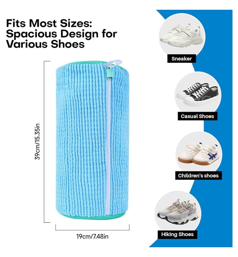 Borsa per il lavaggio delle scarpe: Sacchetto per scarpe da lavare per lavatrice e asciugatrice - 2 pz. sacchetto riutilizzabile per la pulizia delle scarpe - Blu