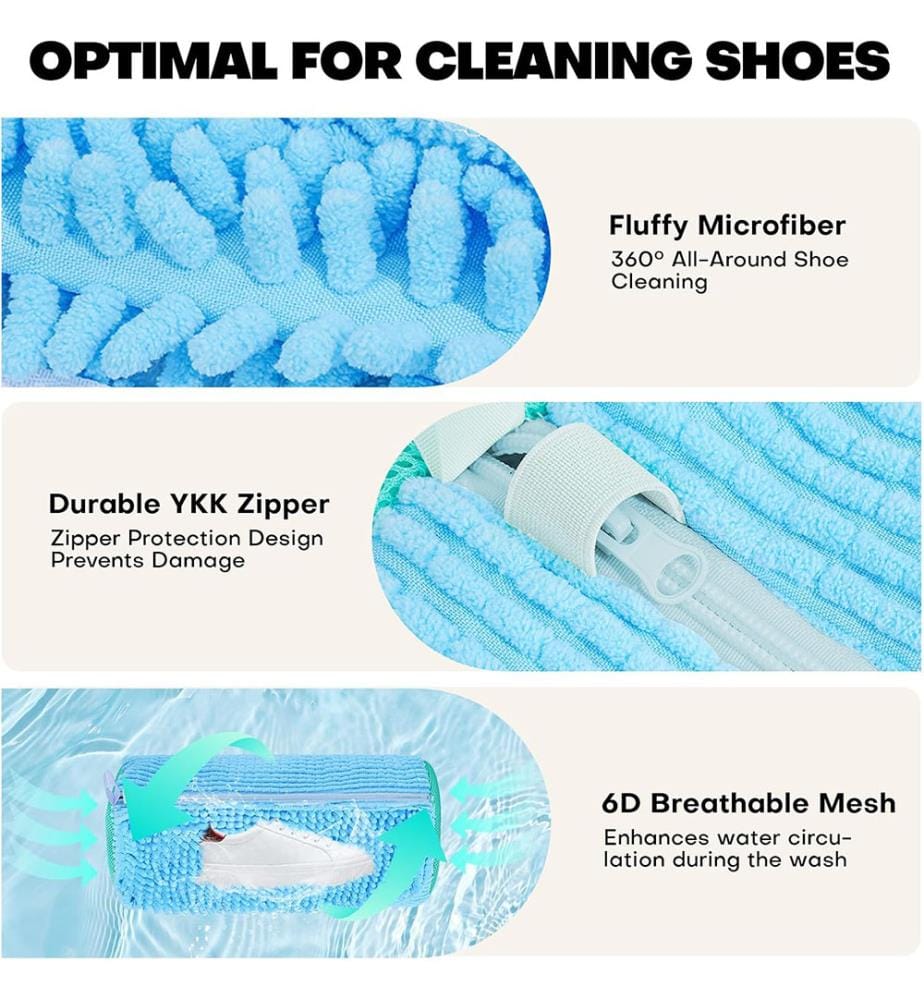 Borsa per il lavaggio delle scarpe: Sacchetto per scarpe da lavare per lavatrice e asciugatrice - 2 pz. sacchetto riutilizzabile per la pulizia delle scarpe - Blu