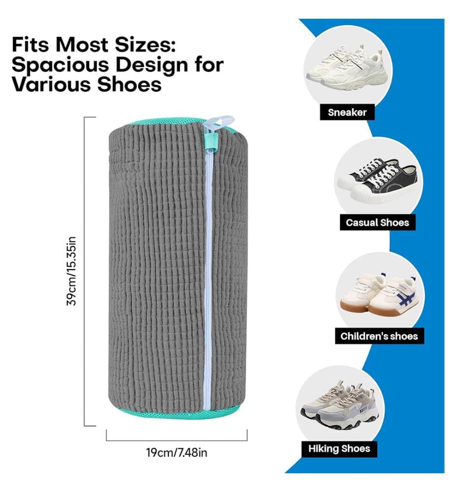 Borsa per il lavaggio delle scarpe: Sacchetto per scarpe da lavare per lavatrice e asciugatrice - 2 pz. sacchetto riutilizzabile per la pulizia delle scarpe - grigio