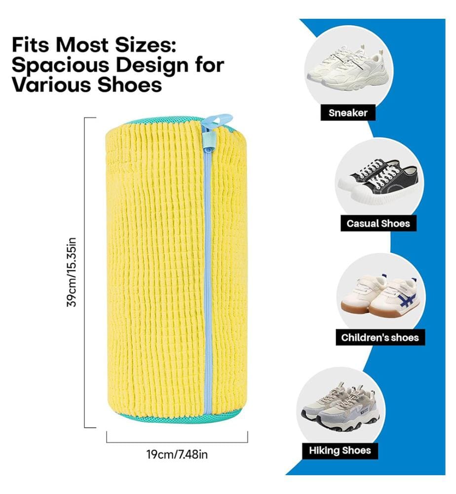 Borsa per il lavaggio delle scarpe: Sacchetto per scarpe da lavare per lavatrice e asciugatrice - 2 pz. Sacchetto riutilizzabile per la pulizia delle scarpe - Giallo