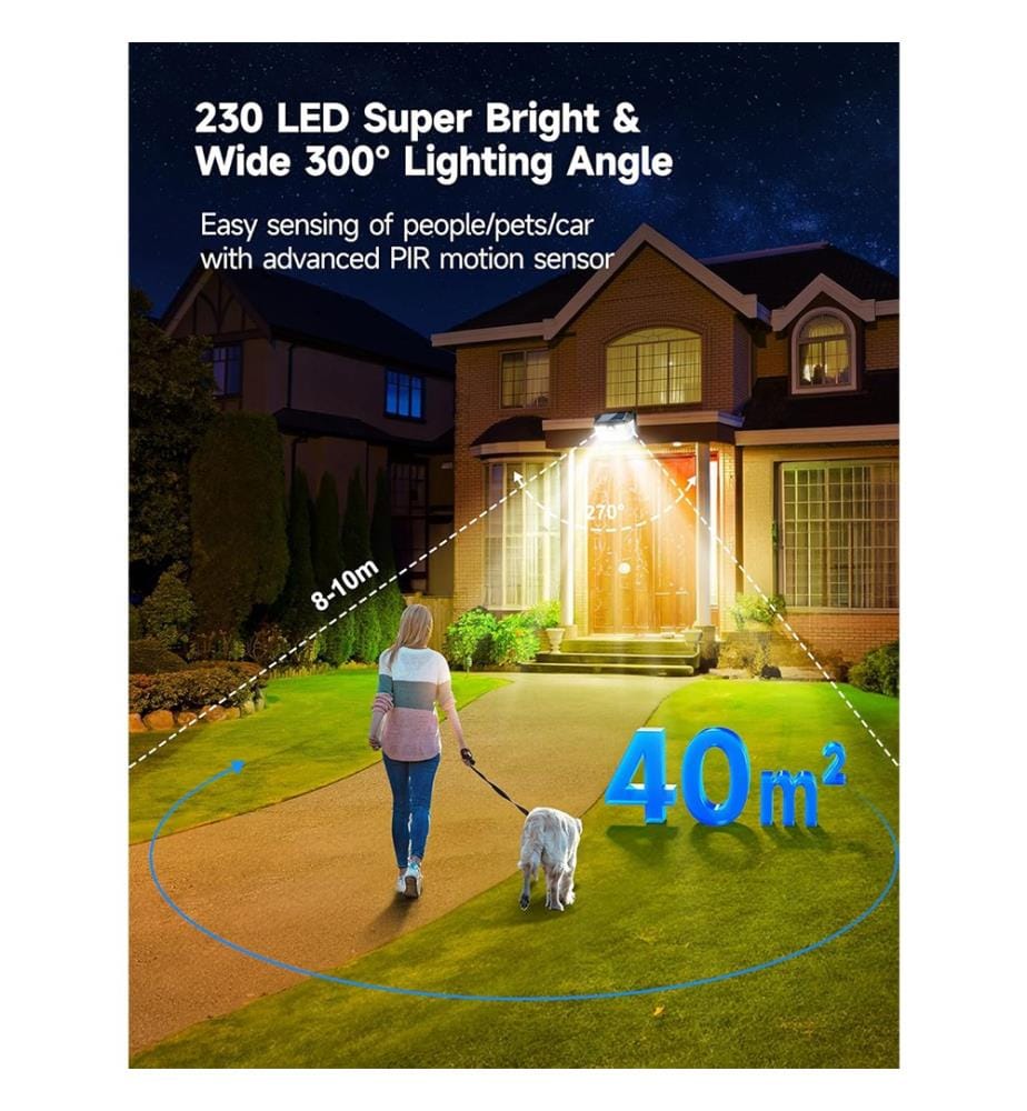 Set mit 2 Aussen-Solarlampen 230 LED Fernbedienung 3 Modi IP65 - Schwarz