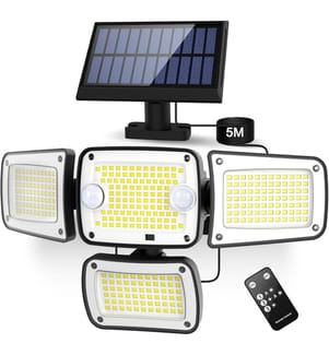 Aussen-Solarlampe 342 LED Doppel-Sensor 4000 lm IP65 - Schwarz