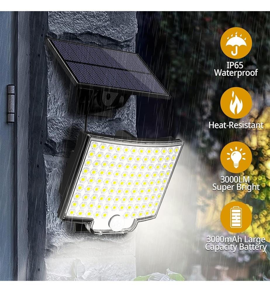 Lot de 2 Projecteurs Solaires 106 LED 3000LM avec Détecteur de Mouvement - Noir