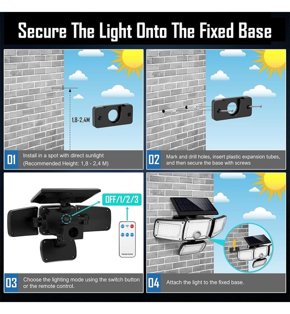 Aussen-Solarlampe mit Bewegungssensor - Schwarz