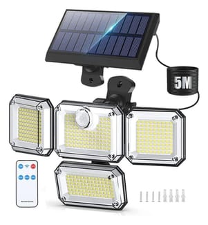 Solar-Flutlichtstrahler 333 LED mit Fernbedienung und 5 m Kabel - Schwarz
