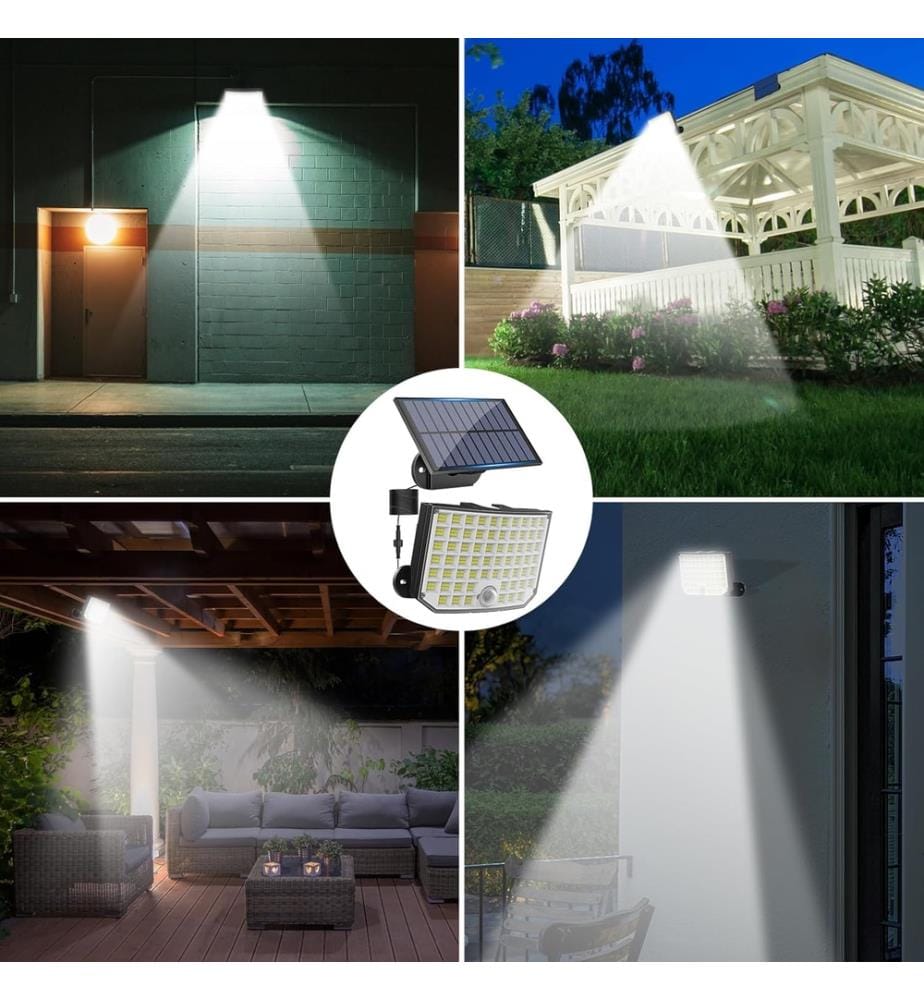 Set mit 2 Aussen-Solarlampen 256 LED 3 Modi IP65 180° - Schwarz