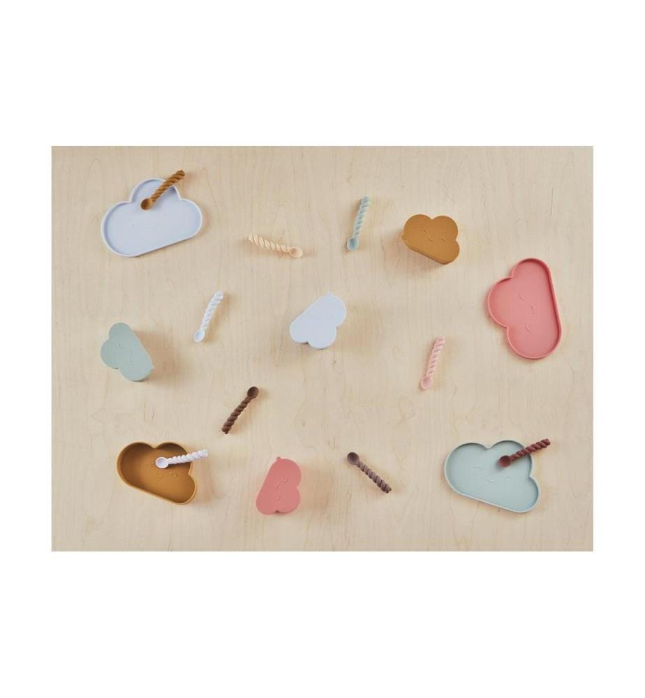 OYOY Kinderlöffel Mellow 3-teilig , Blau/Taupe/Minze