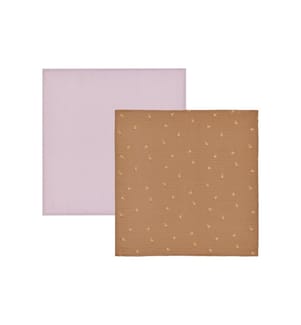 OYOY Serviette en gaze Yummi Muslin 2 pièces, Choco/Lavande 70 cm x 70 cm