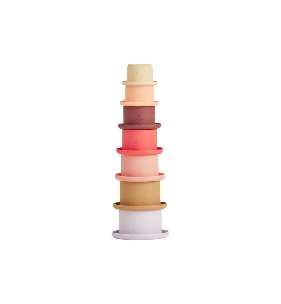 OYOY Jouet empilable Tawa 7 pièces, rouge cerise/beige