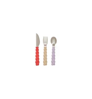 OYOY Set de couverts pour enfants Mellow 3 pièces, Beige/Rouge/Violet