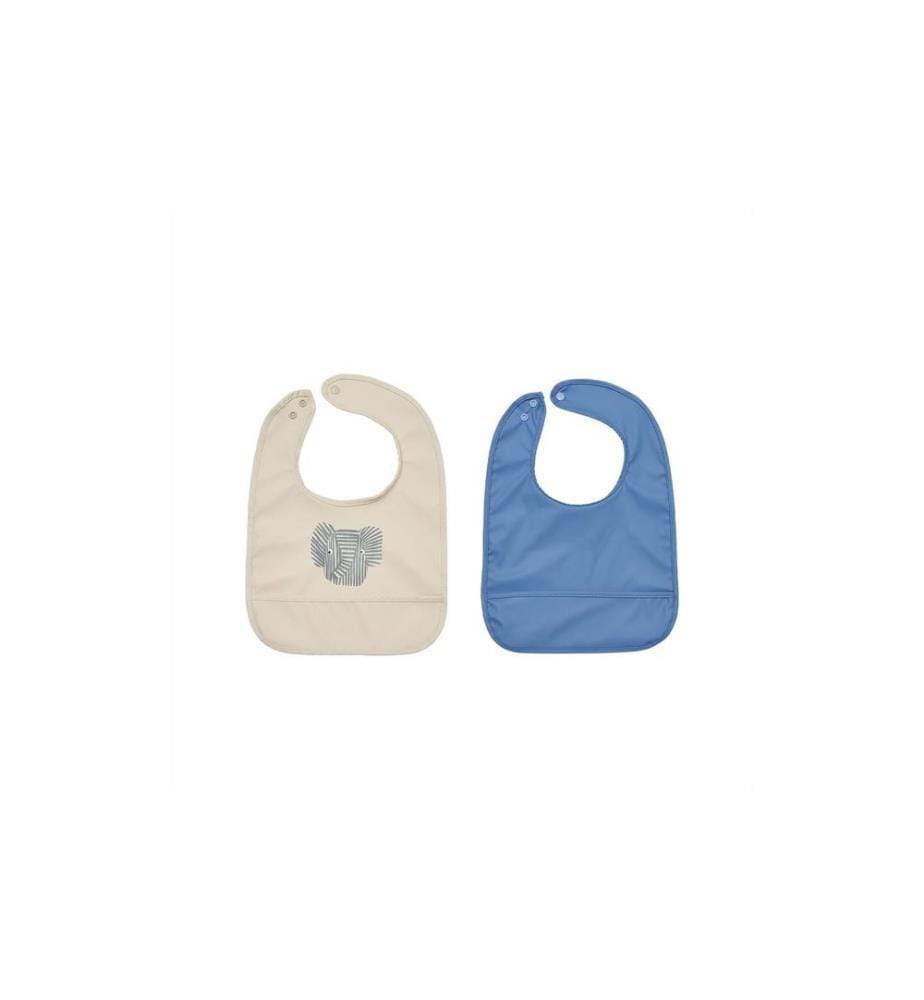 OYOY Lätzchen Erik Elephant 2 Stück, 34 x 27 cm, Beige/Blau