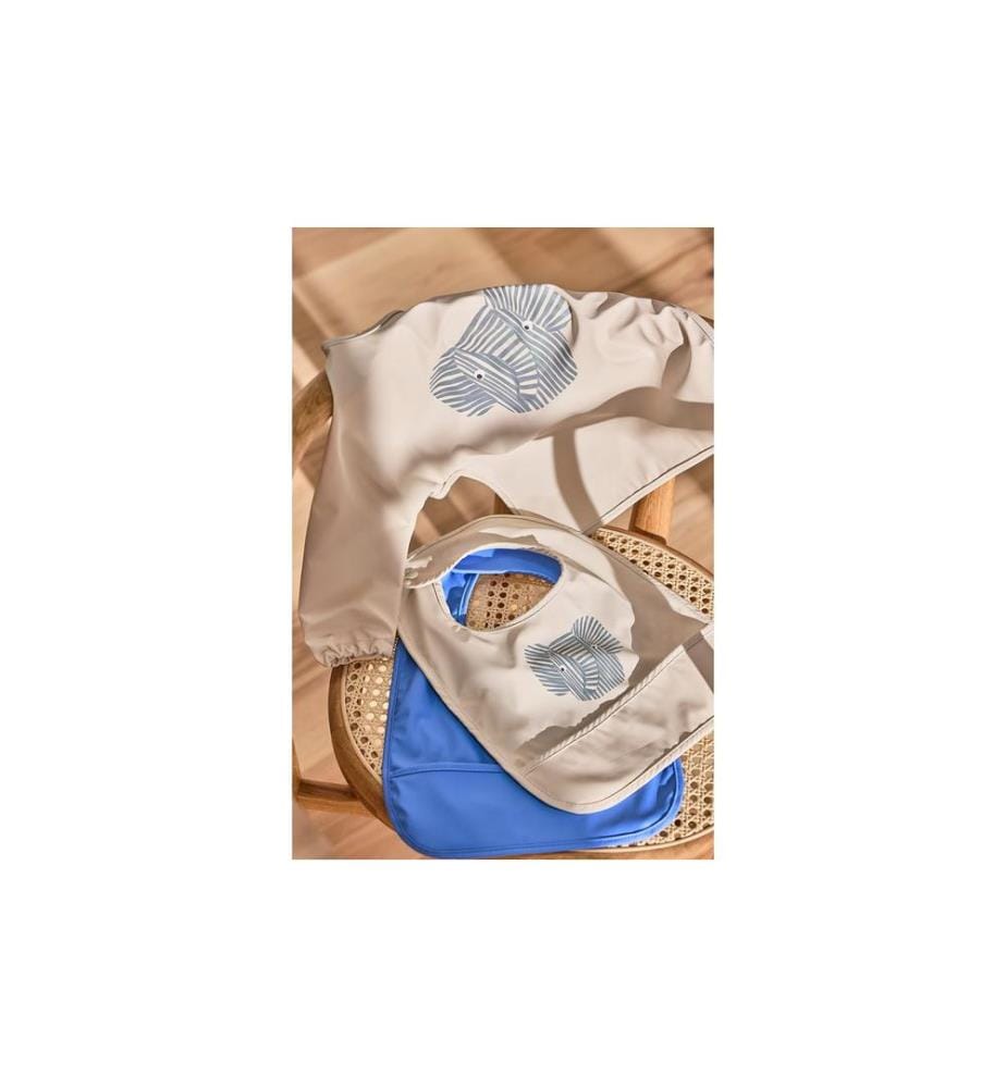 OYOY Lätzchen Erik Elephant 2 Stück, 34 x 27 cm, Beige/Blau