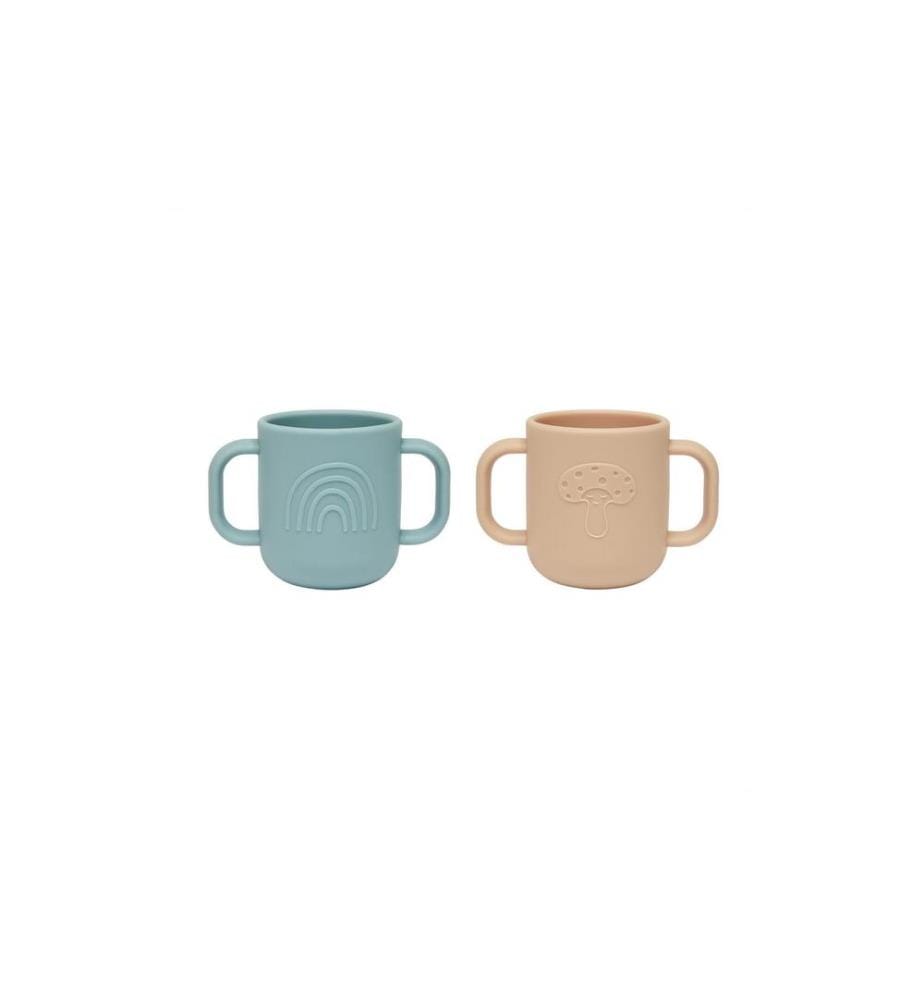 OYOY Kindertrinkbecher Kappu 2 Stück, Beige/Blau