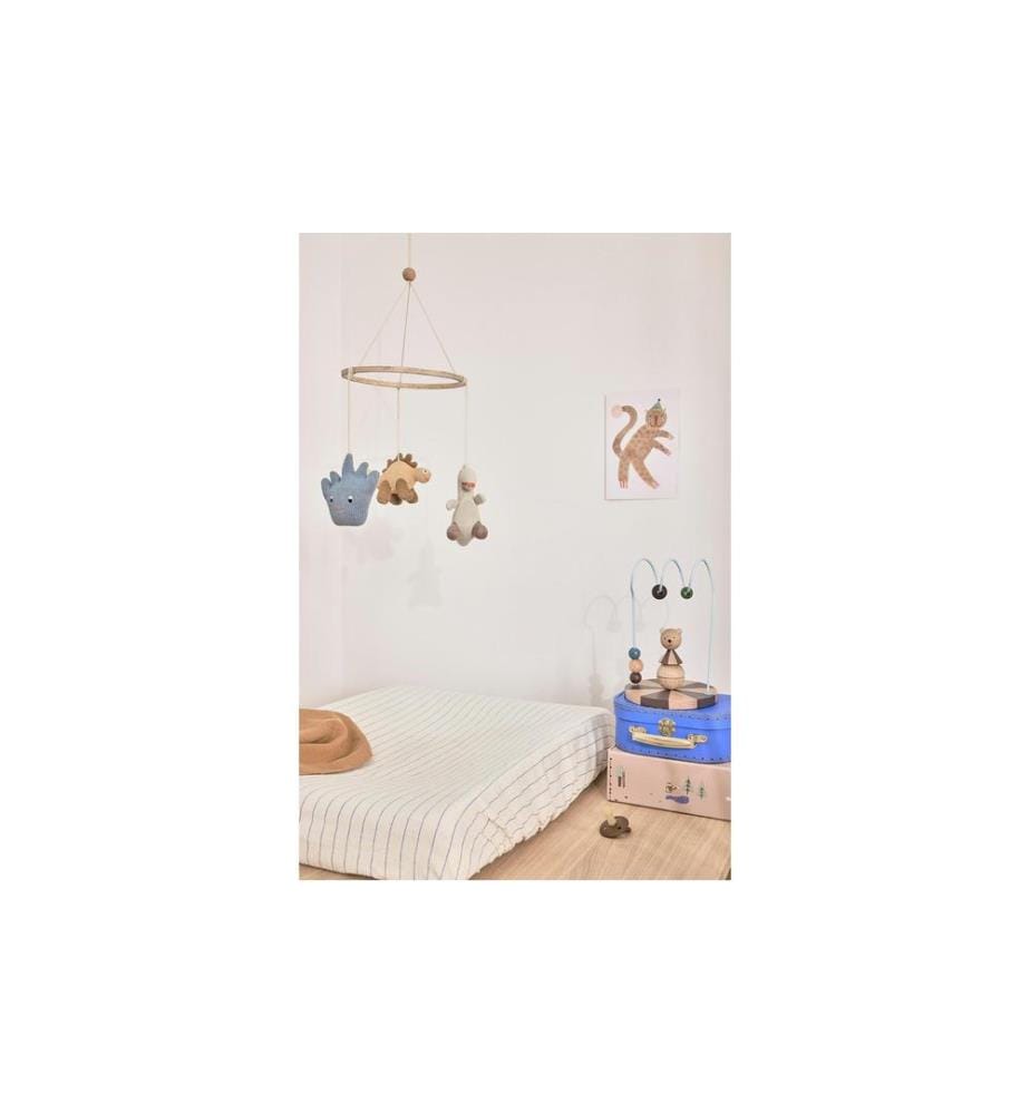 OYOY Valise à jouets Renard 2 pièces, Beige, Bleu