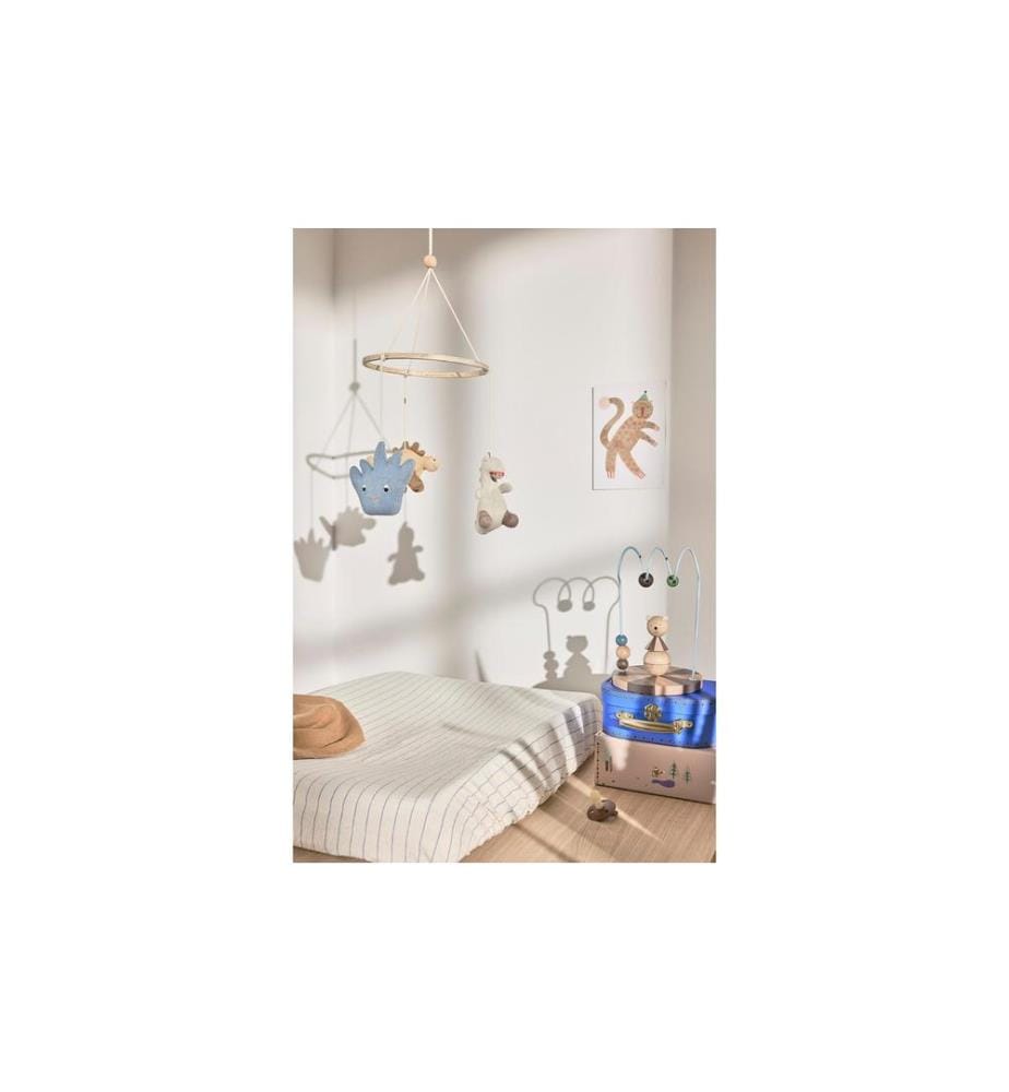 OYOY Valise à jouets Renard 2 pièces, Beige, Bleu