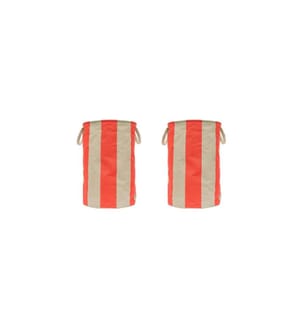 OYOY Corbeille à linge Kara 2 pièces, 61 l, Rouge cerise/Blanc