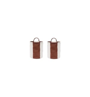 OYOY Corbeille à linge Kara 2 pièces, 5 l, Brun/Blanc