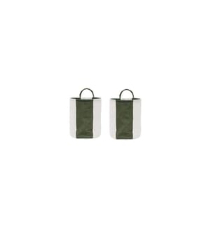 OYOY Corbeille à linge Kara 2 pièces, 5 l, Vert foncé/Blanc