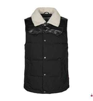 Ärmellose Steppjacke Western Mixed Media Stand Collar - Schwarz